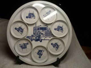 Vintage Hand Screened Norex Peterbilt Tray And Coaster Set In Plastic