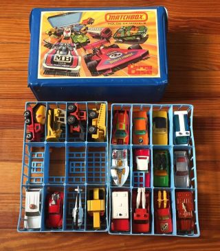 Vtg 1976 Matchbox Carry Case W/ 20 Cars Including Vehicles From Lesney