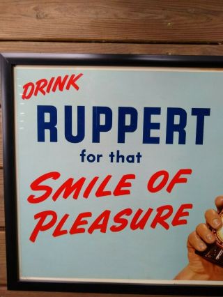Framed Ruppert Beer Vintage Lithograph Sign,  Large Thick Cardboard,  Ready to Hang 2
