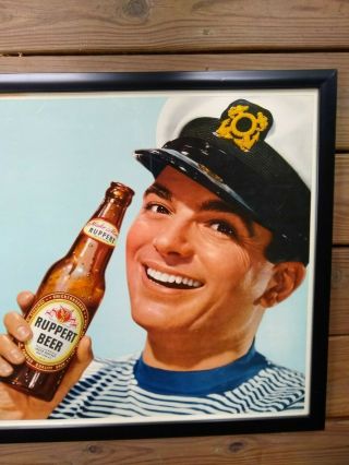 Framed Ruppert Beer Vintage Lithograph Sign,  Large Thick Cardboard,  Ready to Hang 3