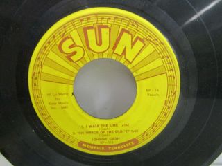 Vintage SUN RECORDS JOHNNY CASH I WALK THE LINE 45rpm Sun EP 113 3