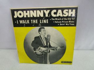 Vintage SUN RECORDS JOHNNY CASH I WALK THE LINE 45rpm Sun EP 113 5