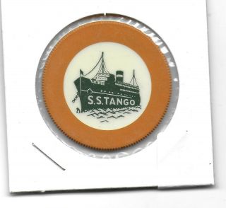 Obsolete Crest & Seal Casino Chip S.  S.  Tango - Santa Monica,  Ca.  - Yellow - C 1946
