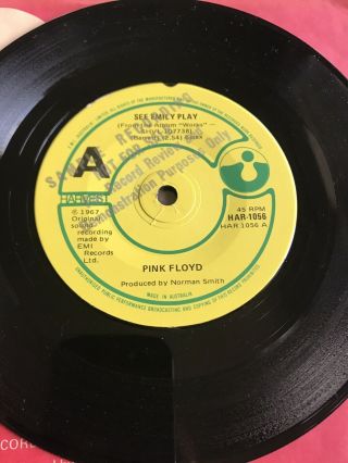 Pink Floyd See Emily Play Aautralian Rare Promo Harvest 7 " Single