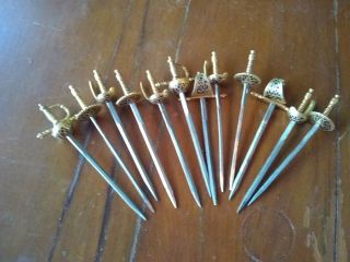 Vintage Toledo Cocktail Swords 12 Pc Set Olive Picks Hors D ' oeuvres from Spain 4