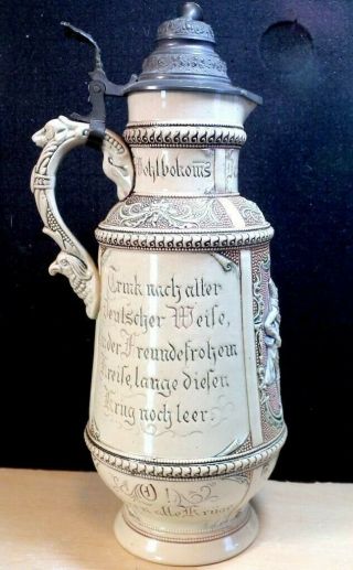 Antique A.  Diesinger Drgm 154927 German Beer Stein Relief Courting Couple 501