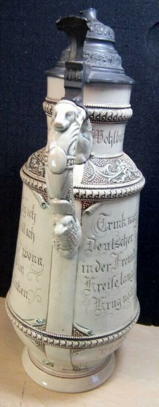 Antique A.  Diesinger DRGM 154927 German Beer Stein Relief Courting Couple 501 4