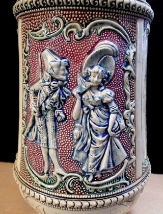 Antique A.  Diesinger DRGM 154927 German Beer Stein Relief Courting Couple 501 8