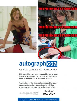 Milla Jovovich Signed Autographed Resident Evil 8x10 Photo Exact Proof Acoa