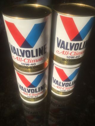 4 Full Vintage Valvoline Motor Oil All Climate 10w - 40 Motor Oil Cardboard Cans