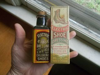 Electric Shoe Dressing Plumbago Mining Co Labeled Hand Blown Bottle