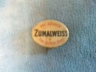 Vintage Rare Zumalweiss Beer Pinback Button Minneapolis Brewing Co.  1930 