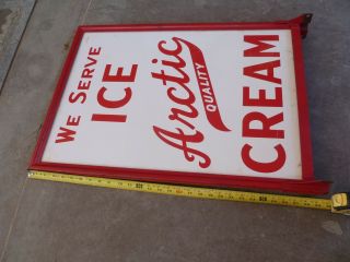 We Serve Arctic Quality Ice Cream " Double Sided Metal Sign With Frame.