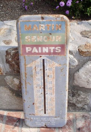Vintage Metal Advertising Thermometer Sign,  Martin Senour Paints,  N.  Hollywood