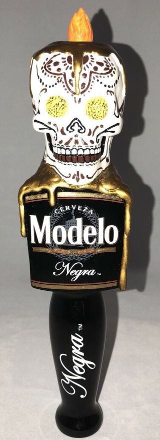 Negra Modelo Cerveza Day Of The Dead Skull Beer Tap Handle 11” Tall - Rare