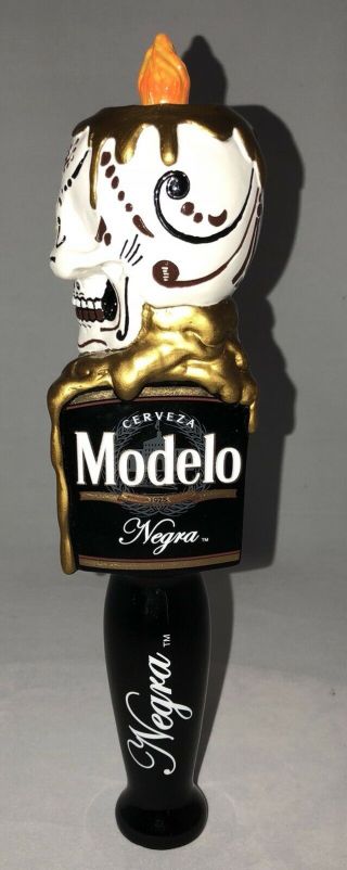 Negra Modelo Cerveza Day Of The Dead Skull Beer Tap Handle 11” Tall - RARE 2