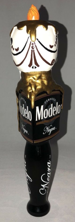 Negra Modelo Cerveza Day Of The Dead Skull Beer Tap Handle 11” Tall - RARE 4