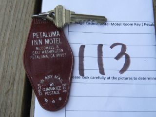 Vintage Casino Hotel Motel Room Key (petaluma Inn Motel) Petaluma,  Ca