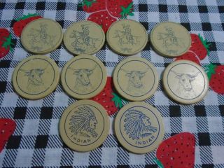 10 - Antique/vintage Clay Poker Chips Pre - Owned " What You See Is What You Get "