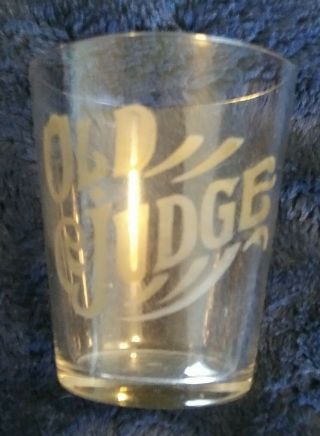 Old Judge Etched Pre Pro Whiskey Shot Glass