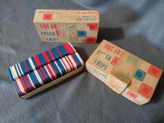 Vintage Square No Roll Poker Chips 2 Boxes 1 Of 100,  1 Of 83