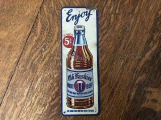 Vintage Old Fashion Root Beer Tin Metal Sign