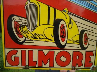 OLD 1939 GILMORE LION HEAD MOTOR OIL PORCELAIN GAS SIGN 2