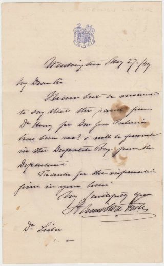 1869 Hamilton Fish Secretary Of State Letter Als & Francis Lieber Als On Back