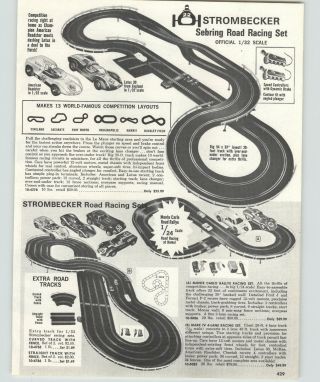 1968 Paper Ad Strombecker Sebring Road Racing Set Slot Car Mark Iv Monte Carlo