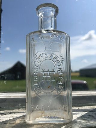 Very Ornate E.  Weber Drug Store Bottle From Yankton,  Dakota Territory