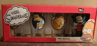 The Simpsons Collector Series Set Of 4 Pint Glasses Nib 100 Official Homer Moe