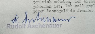 Rudolf Aschenauer signature on Nuremberg trial document 4