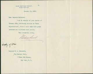 Elihu Root Signed Autographed As Secretary Of War In 1900 Nobel Winner