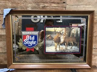 Heilemans Old Style Beer Wildlife Series White Tailed Deer Mirror Sign