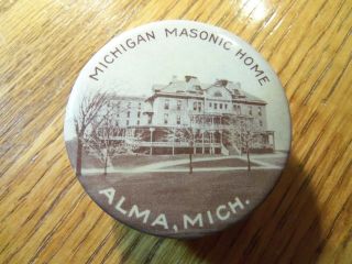 Vintage Celluloid Advertising Dime Bank From Michigan Masonic Home Alma Mi Piano