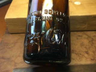 1916 ROANOKE,  VA amber heel script straight side Coca - Cola bottle lbs 10 2