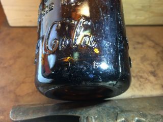 1916 ROANOKE,  VA amber heel script straight side Coca - Cola bottle lbs 10 5