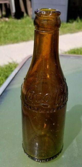 Rare Canadian Amber Straight Sided Coca - Cola Soft Drink Bottle. 2