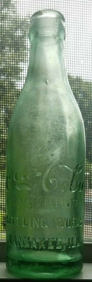 Script Coca Cola Straight Side Kankakee Illinois 1915 Era Soda Bottle