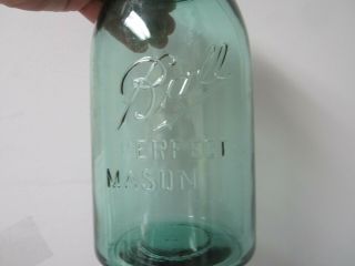 Rare Antique 1/2 Gallon GREEN Ball Mason Canning Jar with Zinc Lid - 1910 - 1923 2