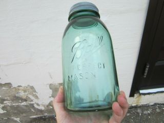 Rare Antique 1/2 Gallon GREEN Ball Mason Canning Jar with Zinc Lid - 1910 - 1923 4