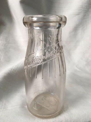 Vintage Half Pint Milk Bottle Sanitary Producers Milk Co.  Elgin Illinois 1937