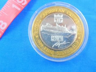 2 " Vintage Silverplate Royal Caribbean Ship Cruise Line Casino Chip,  Treasure