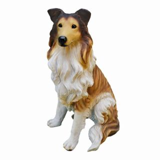Long Haired Collie Dog Design Toscano Exclusive 15 " Hand Painted Dog Statue