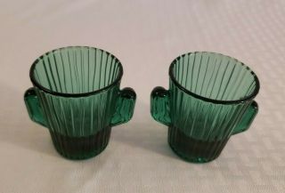 Vintage Barware Libbey Cactus Shaped Green Shot Glasses {Set of 2} 2