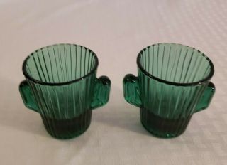 Vintage Barware Libbey Cactus Shaped Green Shot Glasses {Set of 2} 3