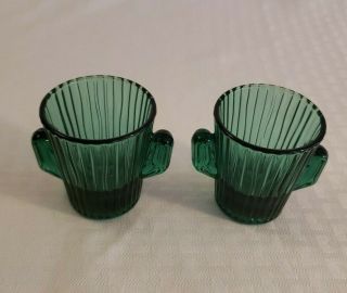Vintage Barware Libbey Cactus Shaped Green Shot Glasses {Set of 2} 4