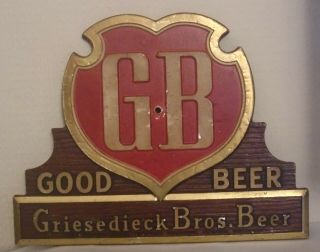 Griesedieck Bros Gb Good Beer Sign Really 8 1/2 X 6 1/2 Inches 40 
