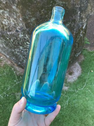 Rare Antique Victorian Cobalt Blue Glass Soda Bottle Seltzer Syphon Siphon