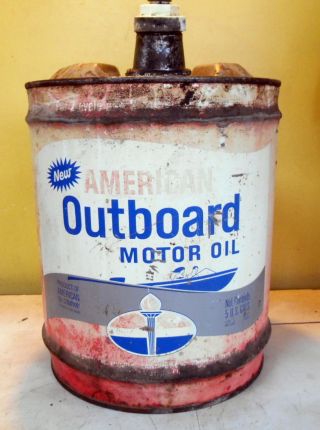 Vintage American Outboard Motor Oil 5 Gallon Can Standard Oil